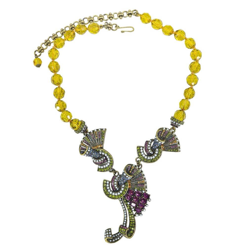 Heidi Daus Speechless Splendor Art Nouveau Style Necklace Yellow Peridot Green